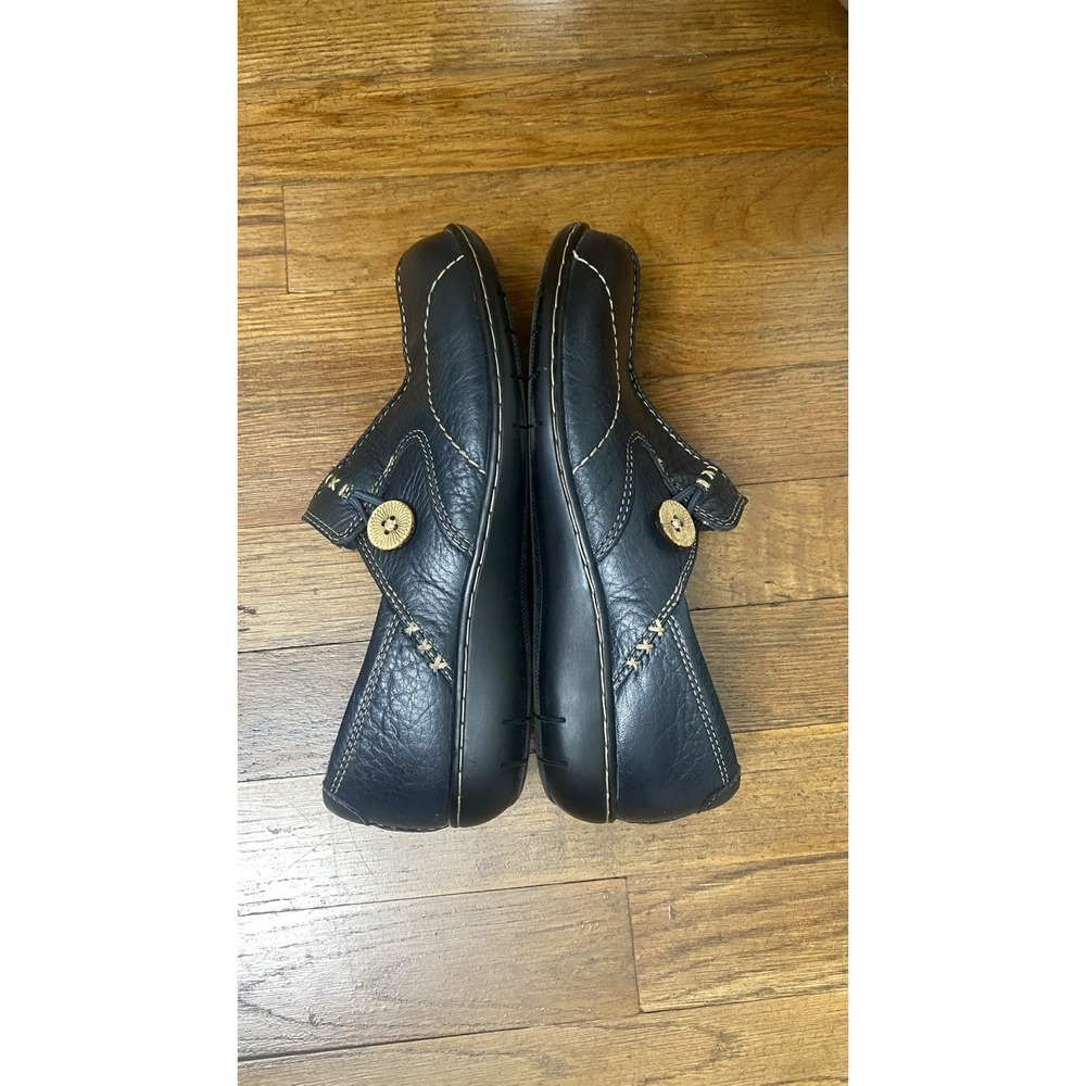 Clarks Womens Un Loop Slip-on Shoes 7.5 M Comfort Loafers Leather Navy Blue - Picture 4 of 9